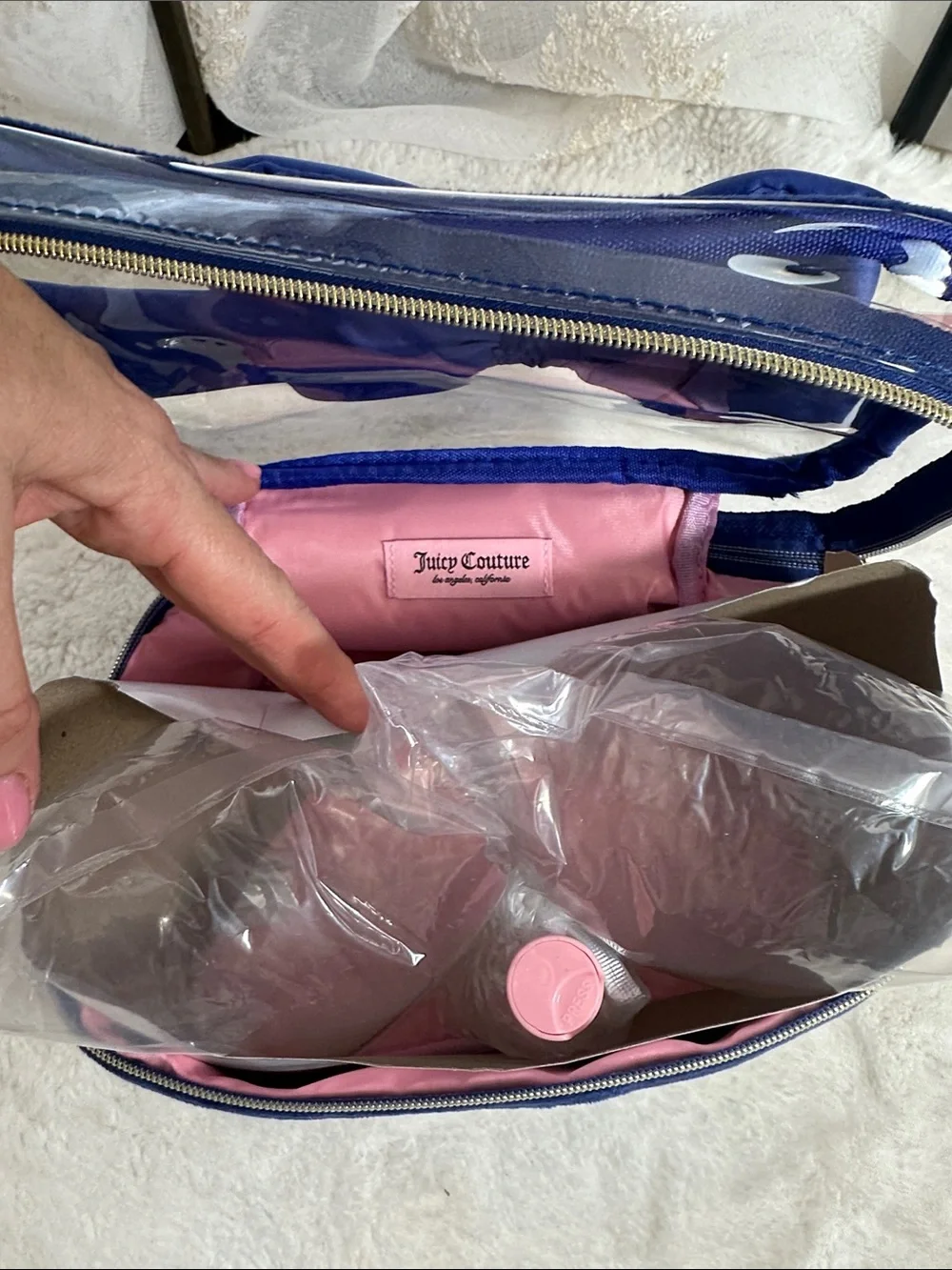 Juicy couture velour royal blue travel cosmetic bag